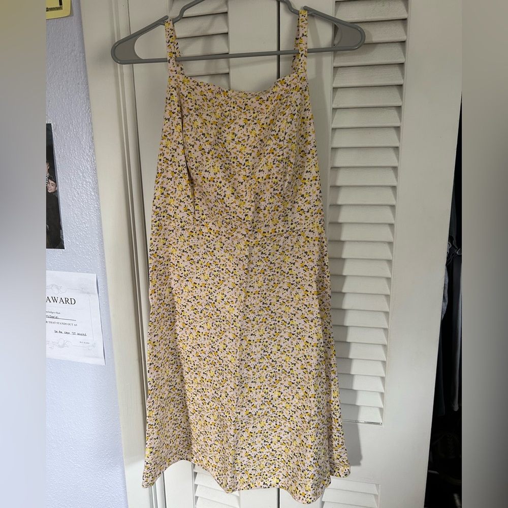 Old Navy Yellow Flower Linen-Blend Floral Mini Dress for Women
